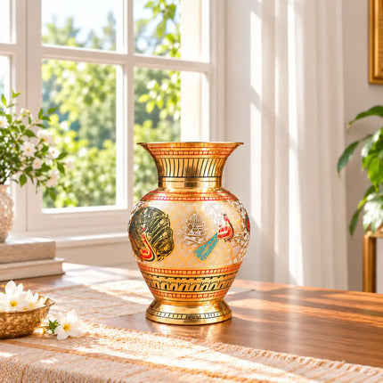 Brass Hand Painted Flower Vase