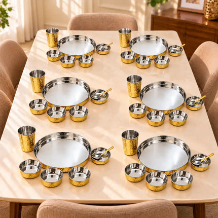 Copper/Brass Hammered Thali/Dinner Set