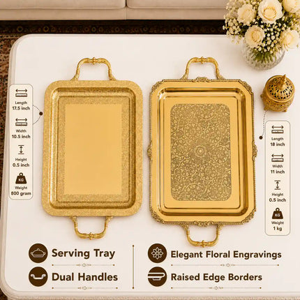 Brass Rectangular Tray / Platter With Handle