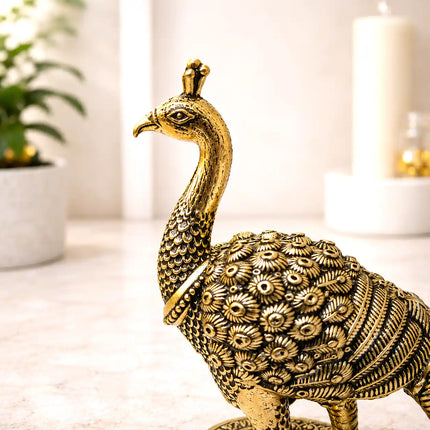 Brass Decorative Lightweight Peacock Figurine Pair (3 Inch)