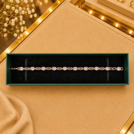 Geometric Tennis Bracelet for Women | Split Leaf & Oval CZ Design