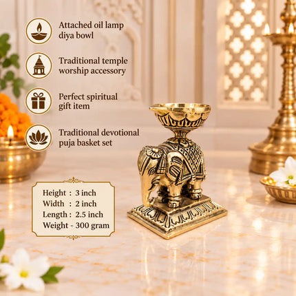 Brass Elephant Standing Diya