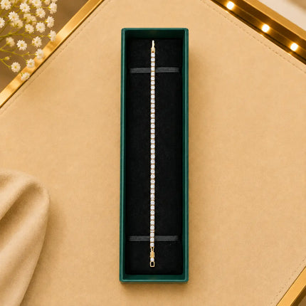 Tennis Bracelet Gold-Tone Clasp With Box