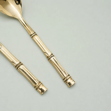 Handcrafted Brass Serving Spoon Pair