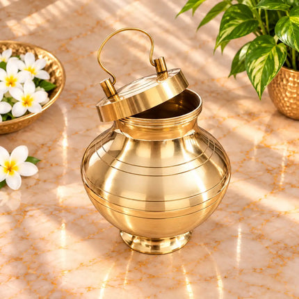 Brass Kamandal / Gangajali With Lid (4.5 inch)