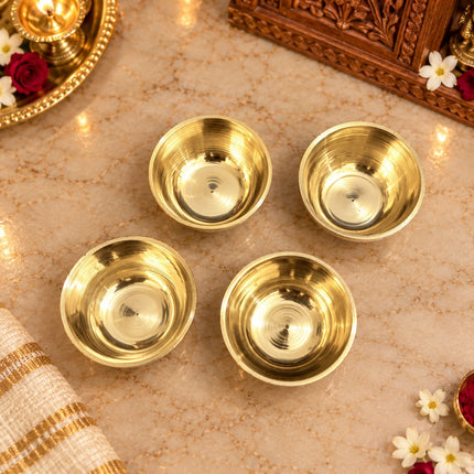 Brass Embossed Design Prasad Bowl Set (1 Inch)