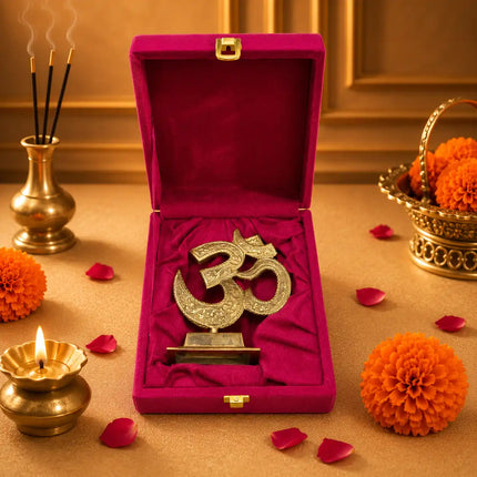 Brass Table Top Om With Stand (5.5 Inch)