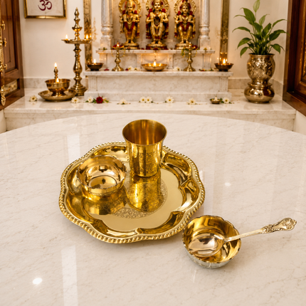 Brass Pooja Bhog Thali Set (7 Inch)