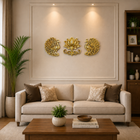 Brass Peacock And Lotus Wall Hanging 3 Piece Set (7.5 inch)