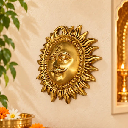 Brass Sun Face Wall Hanging (5.8 Inch)