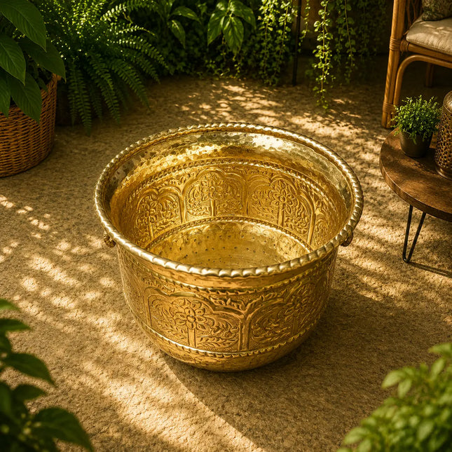 Brass Bucket Planter Pot (10 Inch)