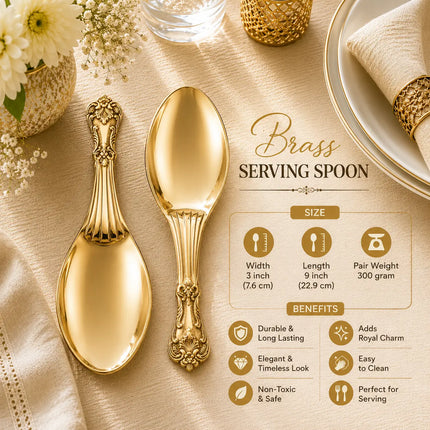 Brass Rice Serving Spoon Pair (9 Inch)