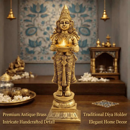Brass Deep Lakshmi Standing Idol (12.5 Inch)