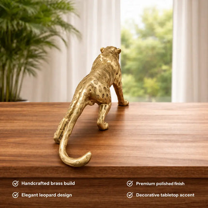 Brass Leaping Leopard Figurine
