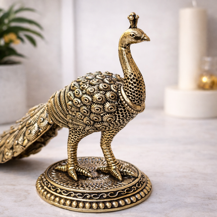 Brass Decorative Lightweight Peacock Figurine Pair (3 Inch)