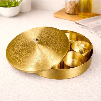 Brass Matt Finish Masala Daani / Spice Box (2.5 Inch)