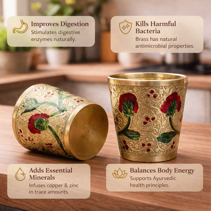 Brass Meenakari Glass Pair (2.2 Inch)