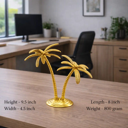 Brass Coconut Tree Decorative Showpiece (9.5 Inch)