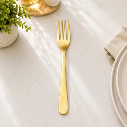 Brass Matt Fork & Spoon Set (7 Inch)