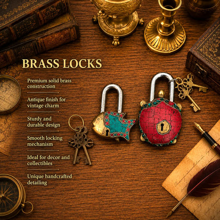 Brass Stone Work Door Lock With Two Keys