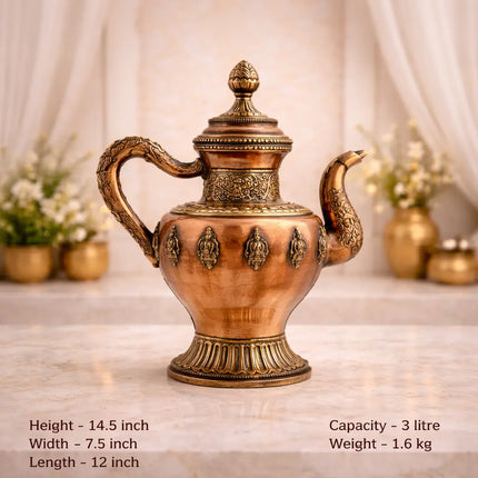 Copper Traditional Ashtalakshmi Kettle Pot (14.5 Inch)