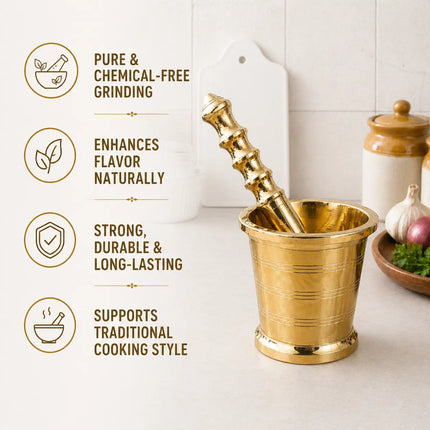 Brass Mortar And Pestle (Okhli)