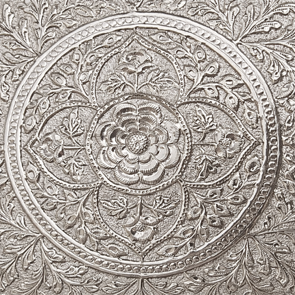 German Silver Handcrafted Chowki with Elephant Leg (7 Inch)