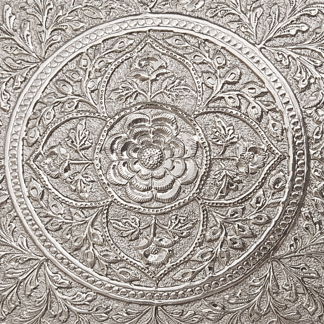 German Silver Handcrafted Chowki with Elephant Leg (7 Inch)