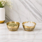 Brass Embossed Design Prasad Bowl Pair (1 Inch)