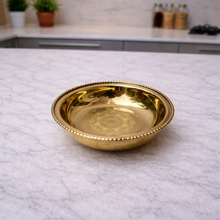 Brass Floral Design Thali/Dinner Set (1.15 Kg)