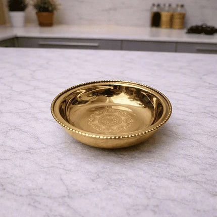 Brass Floral Design Thali/Dinner Set (1.15 Kg)
