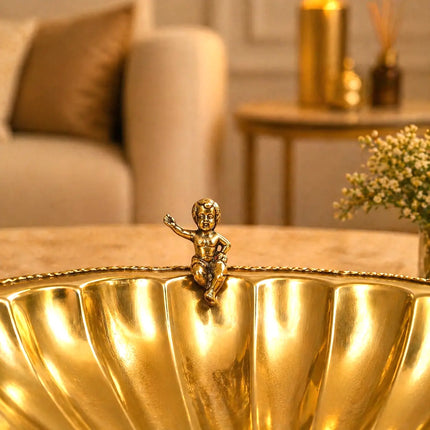 Brass Shell Shaped Decorative Serving Tray / Bowl (13 Inch)