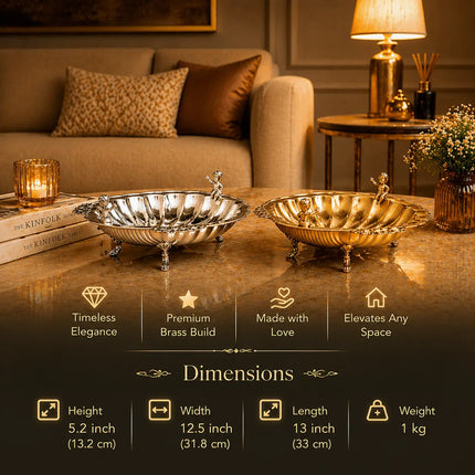 Brass Shell Shaped Decorative Serving Tray / Bowl (13 Inch)