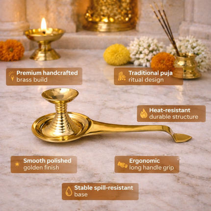 Brass Dhoop Aarti Spoon (9.8 Inch)