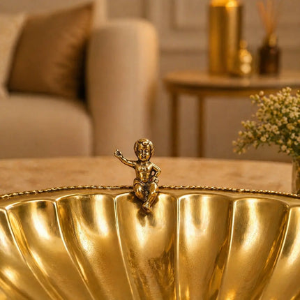 Brass Shell Shaped Decorative Serving Tray / Bowl (13 Inch)