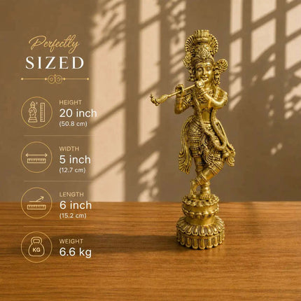 Brass Standing Krishna Idol (20 Inch)