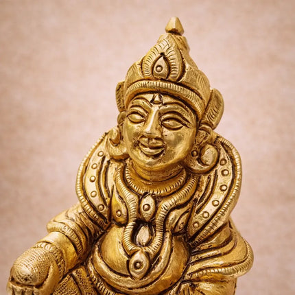 Brass Sitting Kuber Maharaj Idol (4 Inch)