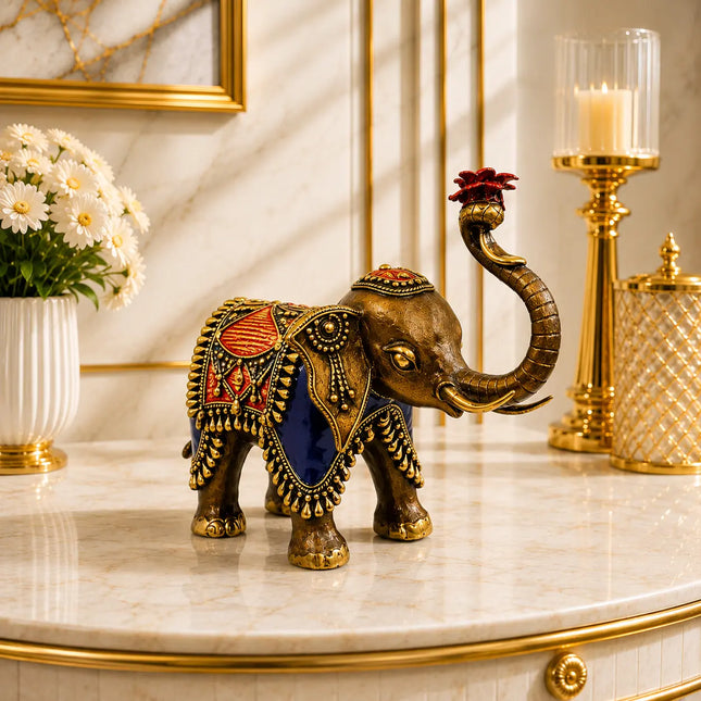 Brass Handcrafted Dhokra Elephant Statue (8.5 inch)
