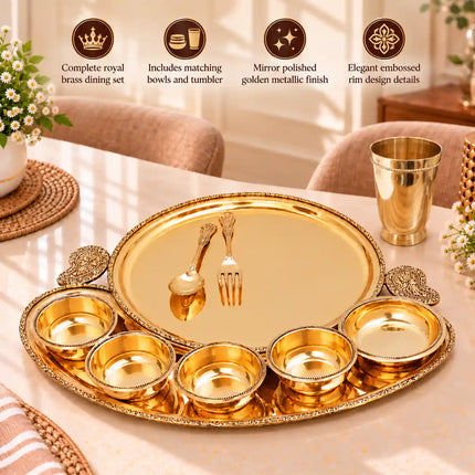 Brass Maharaja Thali/Dinner Set (2.5 kg)