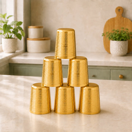 Brass Lining Glass Pair