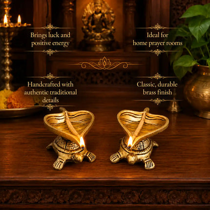 Brass Tortoise Oil Diya Pair (1.5 Inch)