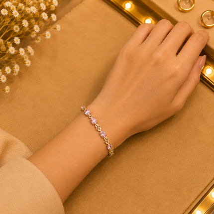 Geometric Tennis Bracelet for Women | Split Leaf & Oval CZ Design