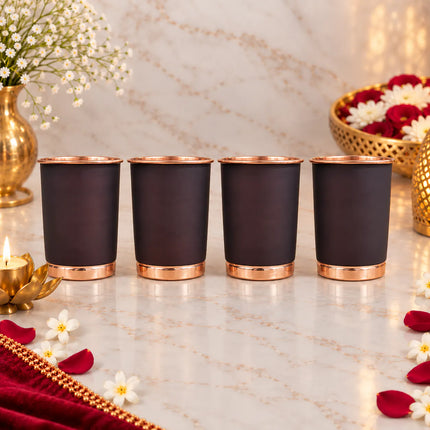 Copper Glass Set of Four With Gift Box/Hamper (3.5 Inch)