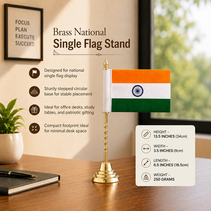 Brass National Single Flag Stand (13.5 Inch)
