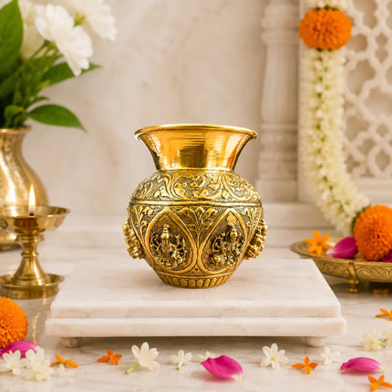 Brass Ashtalakshmi Kodam / Kalash (5.5 Inch)
