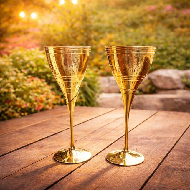 Brass Champagne Wine Glass Pair (8.5 Inch)