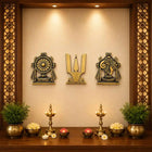 Brass Shankh Chakra Namah Wall Hanging Set (9.5 Inch)
