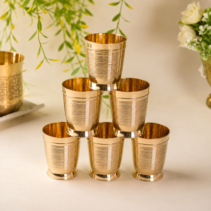 Brass Lining Glass Pair