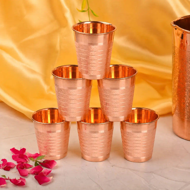 Copper Hammered Glass Pair