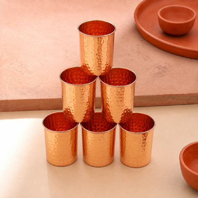 Copper Hammered Glass Pair (4 Inch)